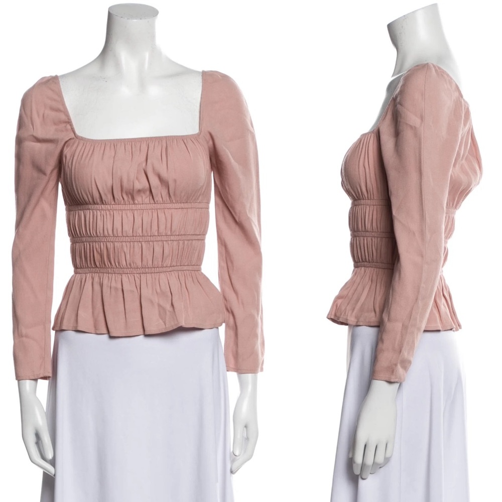 Reformation Lt Pink Ruffled Top 3/4 Sleeves S NWOT